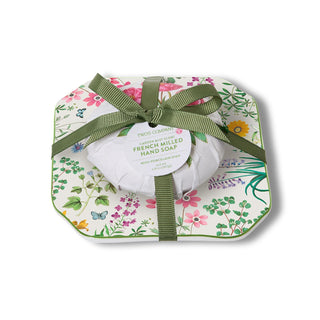 Floral Garden Scented French Milled Soap with Porcelain Tray by Two's Company
