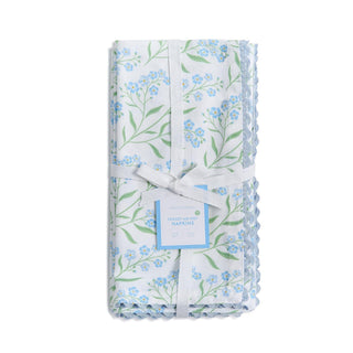 Forget-Me-Not Cloth Napkins with Ric Rac Trim, Set of 4 by Two's Company