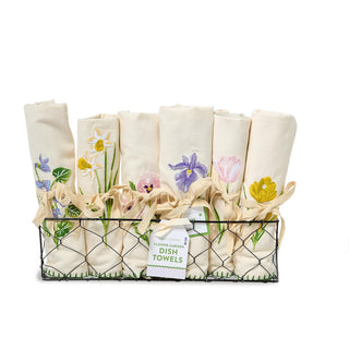 Flower Garden Embroidered Dish Towel by Two's Company