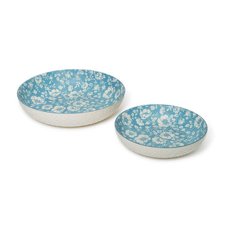 Cottage Blue Floral Bouquet Coupe Bowls, Set of 2 by Two's Company