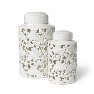 Leaf Covered Jars, Set of 2 by Two's Company