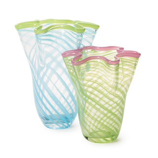 Rialto Hand-Blown Swirl Flare Vases, Set of 2 by Two's Company