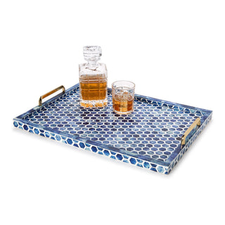 Blue & White Inlaid Rectangle Serving Tray by Two's Company