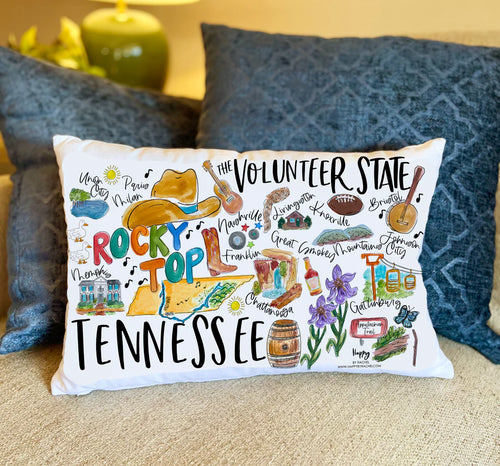 State of Tennessee Double Sided Lumbar Pillow
