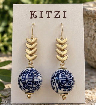 Drop Leaf Chinoiserie Earrings