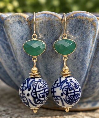 Large Gemstone Chinoiserie Earrings