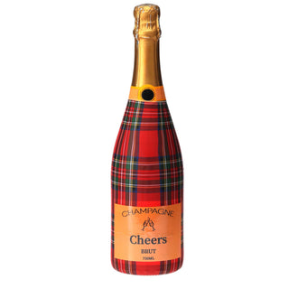 Red & Green Christmas Tartan Prosecco Bottle Wrap by Beau Bottles