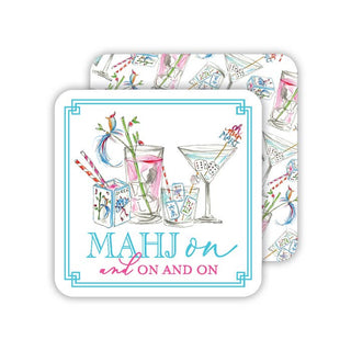 Mahjong Cocktails Mahj on and on and on Square Coaster