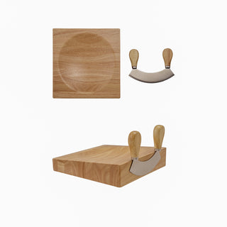 Wood Cutting Board with Mezzaluna