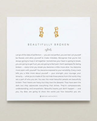 Beautifully Broken Huggies - 14k Gold