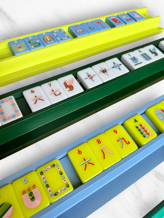 Wood Mahjong Racks & Pushers (Set of 4)