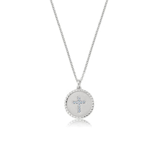 Brilliant Round Enamel Backed Cross Medallion Necklace