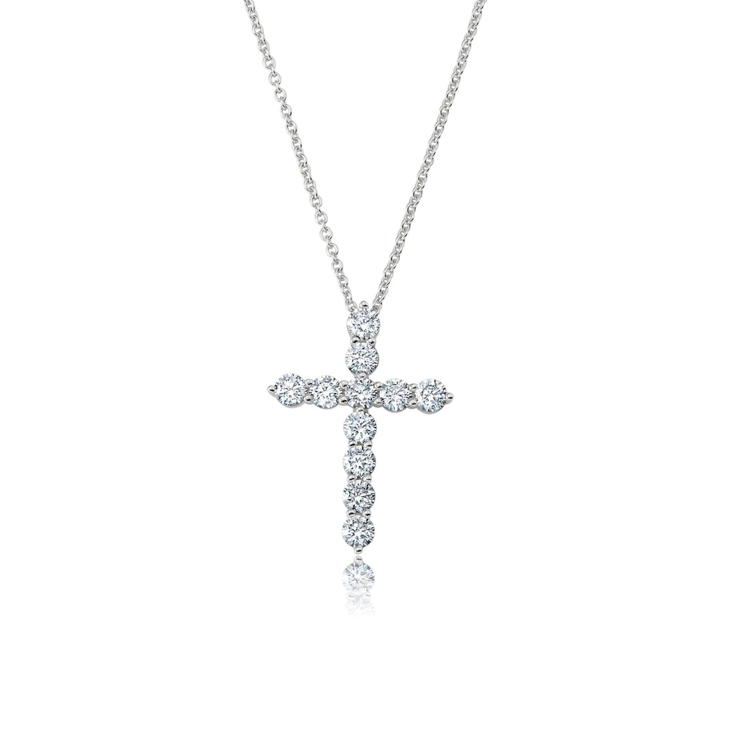 Brilliant Round Prong Set Cross Necklace