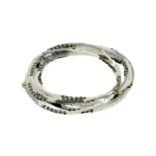 Maui in Golden & Graphite 7 Stack Beaded Bracelet