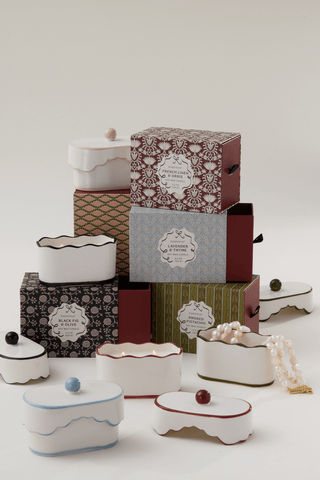 Paddywax Chérie ceramic candles styled
