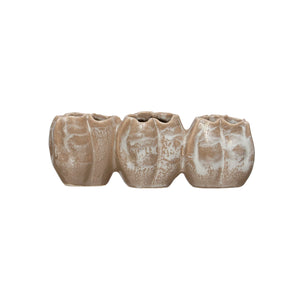 Stoneware Pod Shape Vase w/3 sections