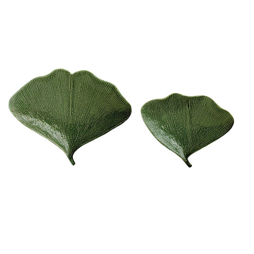 Debossed Stoneware Gingko Leaf Shaped Plates