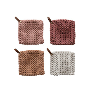 Pot Holder with Leather Loop