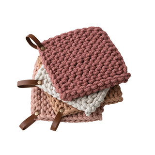 Pot Holder with Leather Loop