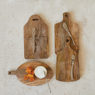 Mango Wood Cheese/Cutting Board with Handle and Canape Knife