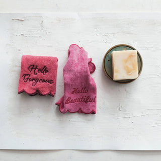 Cotton Terry Wash Cloths With Scalloped Edge