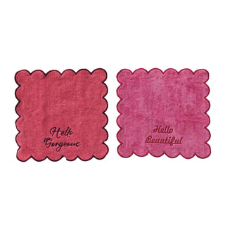 Cotton Terry Wash Cloths With Scalloped Edge