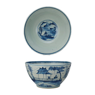 Blue and White Landscape Porcelain Bowl