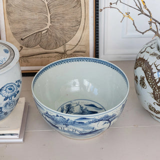 Blue and White Landscape Porcelain Bowl