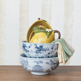 Bird and Flower Stoneware Bowl