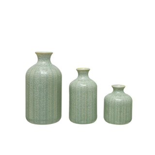Grey Embossed Stoneware Vases