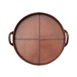 Woven Leather Tray with Braided Handles