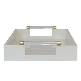 White Laquered Tray with Handles