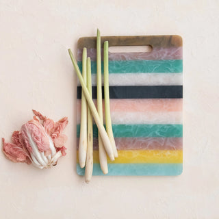 Marbled Resin Striped Cheese/Serving Board with Handle