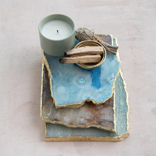 Agate Tray with Gold Edge