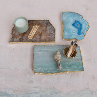 Agate Tray with Gold Edge