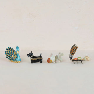 Enameled Metal Bee Shaped Trinket Box