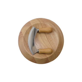 Rubberwood Cutting Board with Mezzaluna