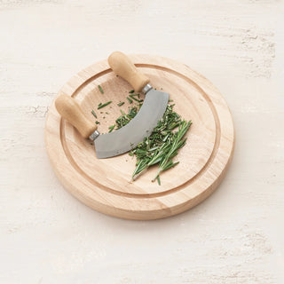 Rubberwood Cutting Board with Mezzaluna