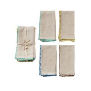 Cotton Napkins w/ Blanket Stitch Colored Edge