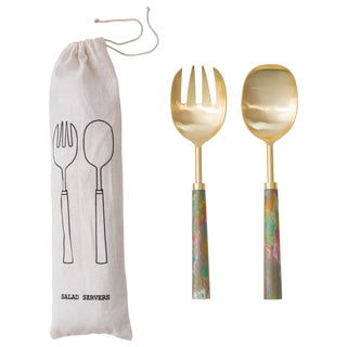 Salad Servers with Marbled Handles