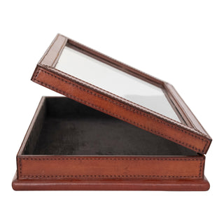 Handmade Leather Box with Glass Lid