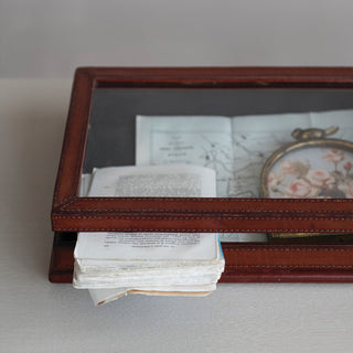 Handmade Leather Box with Glass Lid