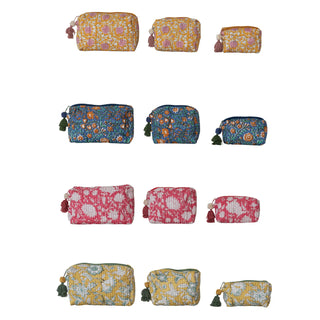 Cotton Voile Block Zip Pouch