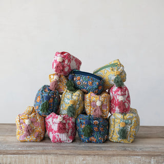 Cotton Voile Block Zip Pouch
