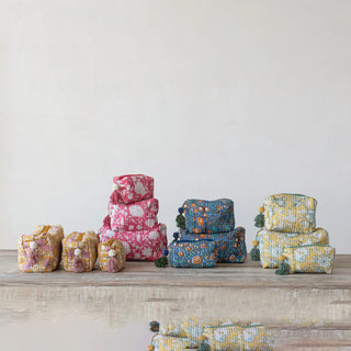 Cotton Voile Block Zip Pouch
