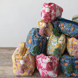 Cotton Voile Block Zip Pouch