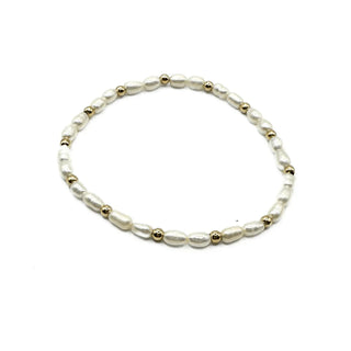 Rice Pearl 3mm 14k Gold Filled Beaded Bracelet