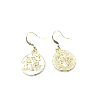 Brushed Gold Coin Earrings