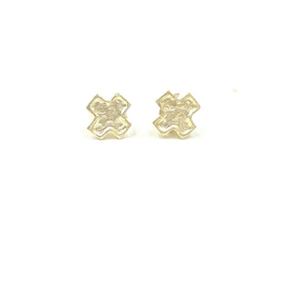 Gold Hammered Cross Earring