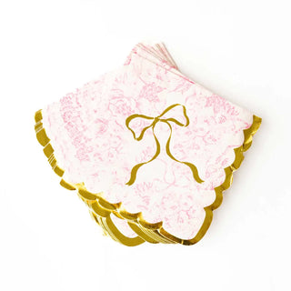 Pink Bow Toile Beverage Napkin